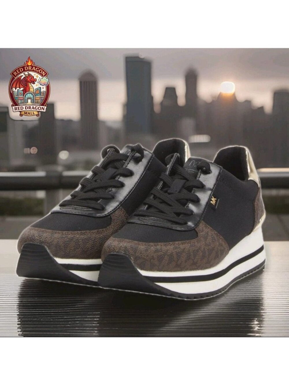 Michael Kors Monique Knit Trainer Running Sneakers Brown - Women's Size 10 - Picture 12 of 12